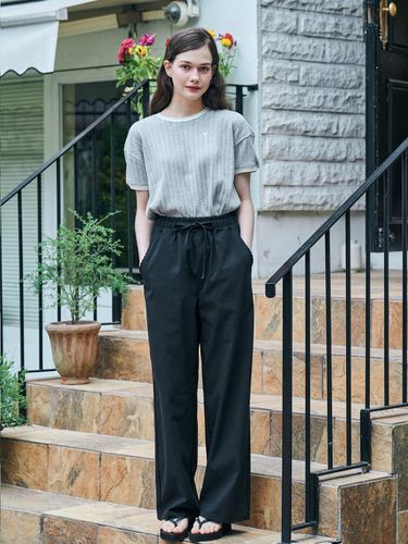 MET Linen Wide Banded Pants_Black - METAPHER - Modalova