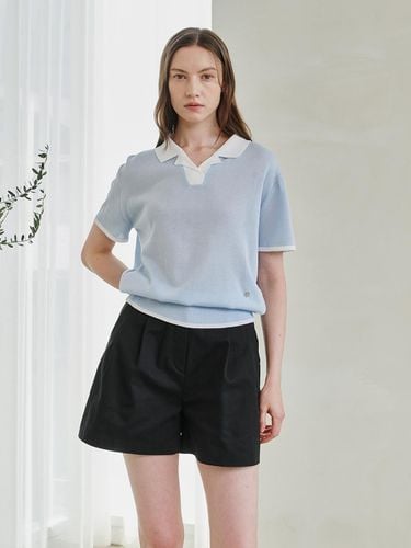 Color Contrast Collared Knit - Nouve - Modalova