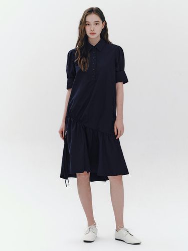 Tuck Sleeve Diagonal Cut String Dress - marieclaire - Modalova