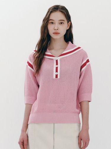 Color Point Crochet Knit Pullover - marieclaire - Modalova