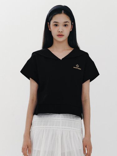 Marie Logo Sailor Collar Cotton T-shirt - marieclaire - Modalova