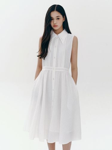 Double Collar Pin Tuck Sleeveless Dress - marieclaire - Modalova