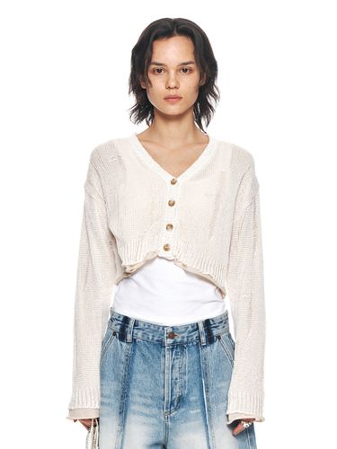 Layered Damage Crop Cardigan - Matin Kim - Modalova