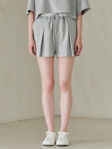 Pleated Waist Shorts - Melange Gray - Nouve - Modalova