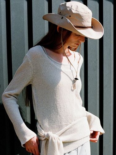 SET: Linen Layered Wrap Knit Top - ouie - Modalova