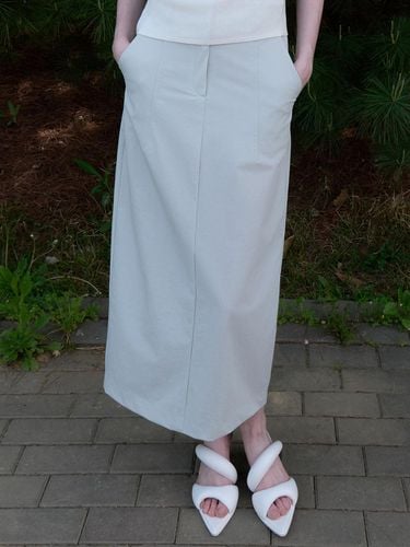 Nylon Maxi Skirt - Sky Gray - ouie - Modalova