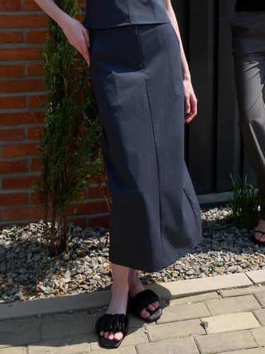 Nylon Maxi Skirt - Charcoal - ouie - Modalova