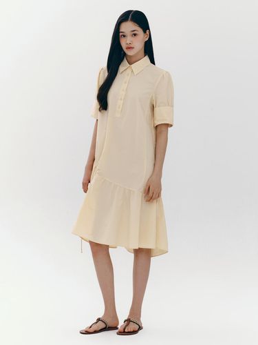 Tuck Sleeve Diagonal Cut String Dress - marieclaire - Modalova