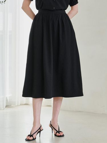 Flare Shirring Skirt - Black - Nouve - Modalova