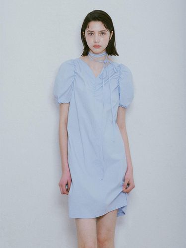 Heart Neck Mini Dress_Blue - RAIVE - Modalova