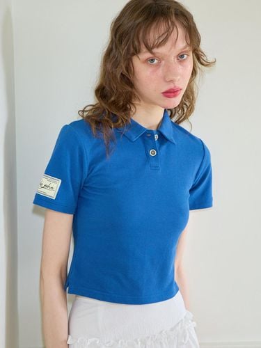 Label Short Pique Shirt_Blue - SALON DE YOHN - Modalova