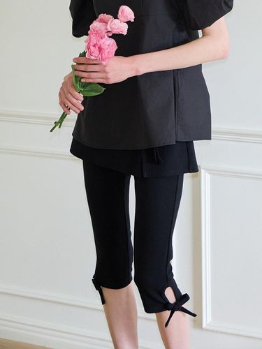 Ribbon Mid-length Skirt Pants_Black - SALON DE YOHN - Modalova