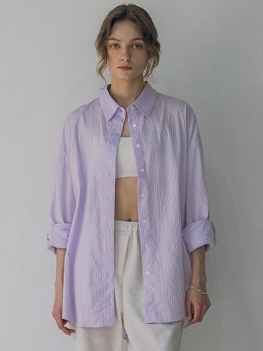 Sheer Stripe Shirt (Purple) - vanone atelier - Modalova