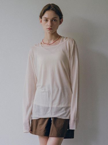 Sheer Boat Neck T-Shirt - vanone atelier - Modalova