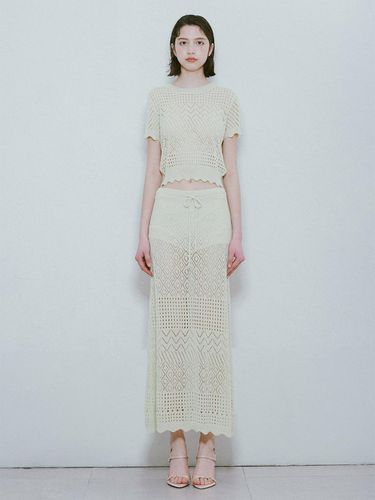 Punching Knit Long Skirt_Yellow Green - RAIVE - Modalova