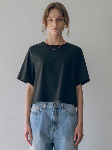 Loose Fit Crop T-Shirt (Black) - vanone atelier - Modalova