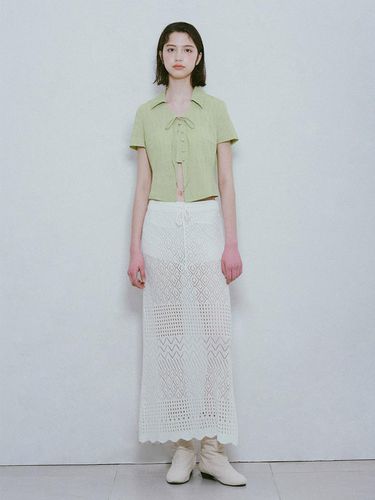 Punching Knit Long Skirt_White - RAIVE - Modalova