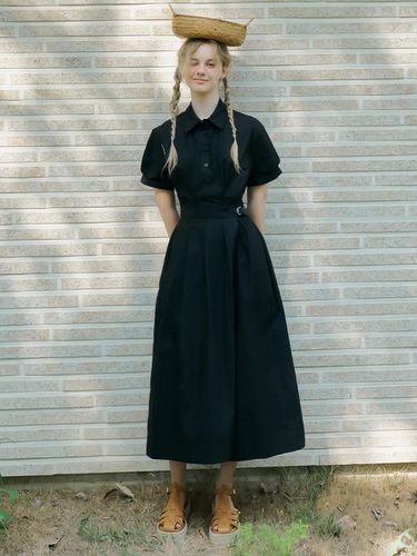 Roll Up Shirt Maxi Dress(Black) - TILLIDIE - Modalova