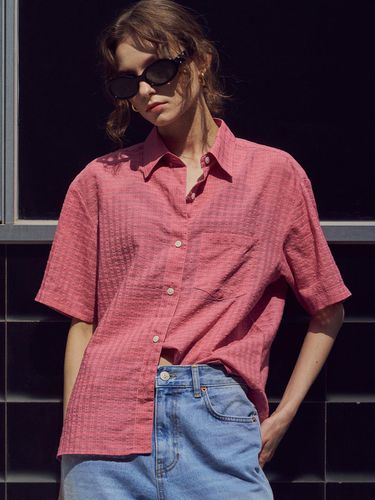 Sheer Check Short Sleeve Shirt () - vanone atelier - Modalova