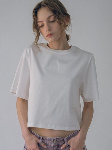 Loose Fit Crop T-Shirt (White) - vanone atelier - Modalova