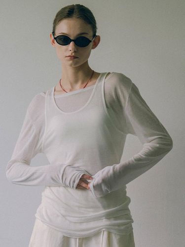 Sheer Boat Neck T-Shirt - vanone atelier - Modalova