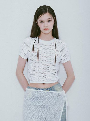 Crochet String Knit Top_White - RAIVE - Modalova