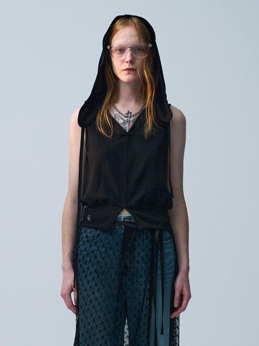 V-Neck Hooded Sleeveless_Black - ellonarc - Modalova