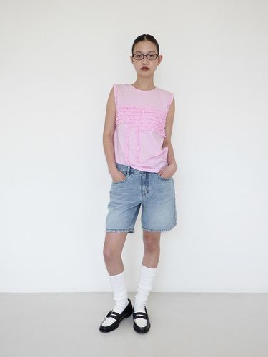 Vintage Washed Bermuda Denim Shorts () - PONYTAIL - Modalova