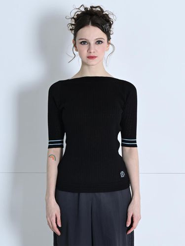 DAILY SHORT-SLEEVED KNIT TOP BLACK MBCSTO019BK - MAKE A TOAST - Modalova