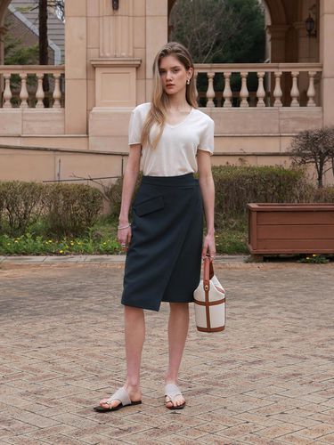 Midi Wrap Skirt (Khaki Grey) - NOMINATE - Modalova