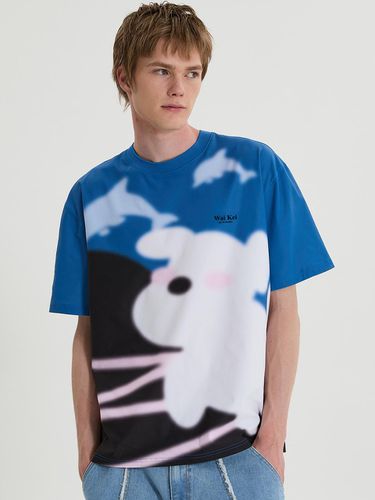 Puppy Dolphin Illustration T-shirt_Navy - WAIKEI - Modalova