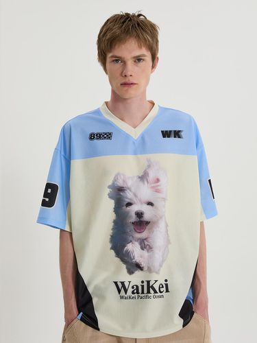 Maltese Cloud Mesh Jersey T-shirt_Sky Blue - WAIKEI - Modalova