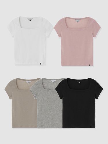 D.Basic Cotton Square Neck T-shirt (8 Color) - DEARSTALKER - Modalova