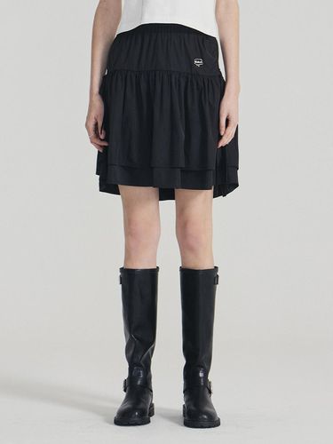 LAYERED SHIRRING MINI SKIRT_BLACK - FALLETT - Modalova