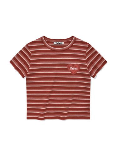 HEART LOGO STRIPE SHORT SLEEVE_RED - FALLETT - Modalova