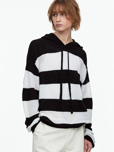 STRIPE KNIT HOODIE_BLACK - FALLETT - Modalova