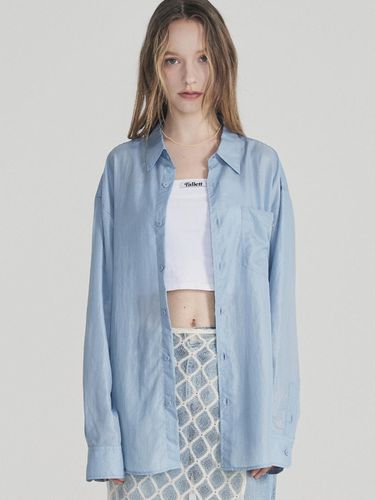 Loose Fit Sheer Shirt_Grayish Blue - FALLETT - Modalova