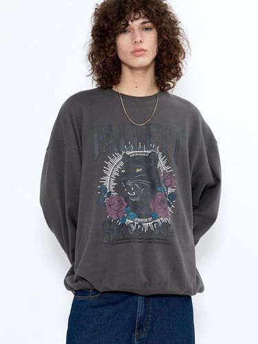 BLACK LEOPARD SWEATSHIRT_CHARCOAL - FALLETT - Modalova