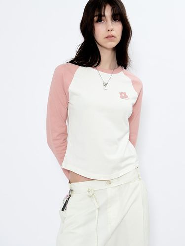 FLOWER LOGO RAGLAN LONG SLEEVE_PINK - FALLETT - Modalova