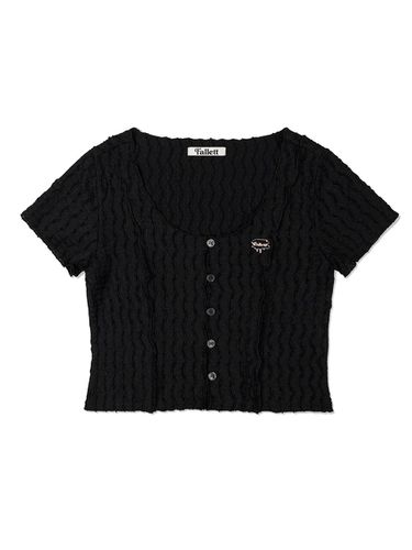 SQUARE NECK BUTTON TOP_BLACK - FALLETT - Modalova