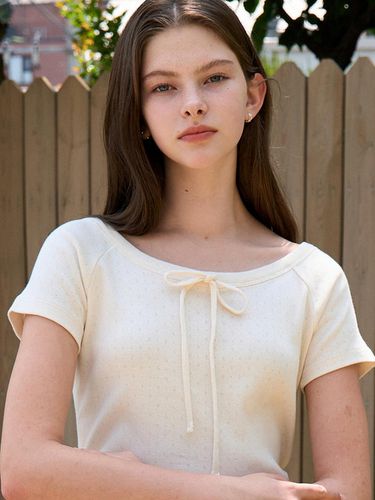 Eyelet Boatneck T-shirt - JOORTI - Modalova