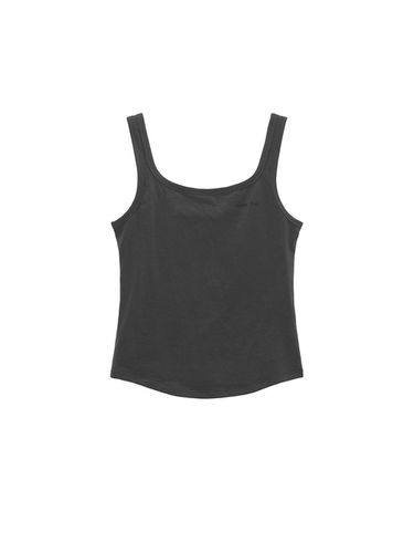 Square Neck Sleeveless Logo Top_Charcoal - Matin Kim - Modalova