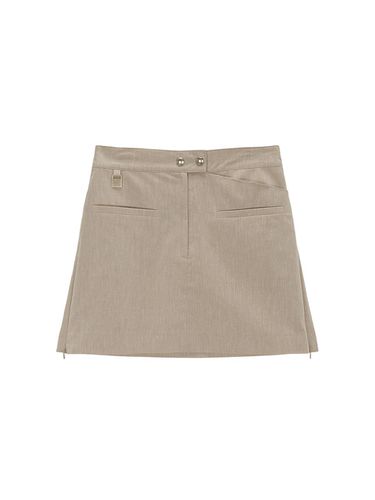 Zipper Point Linen Mini Skirt_Beige - Matin Kim - Modalova