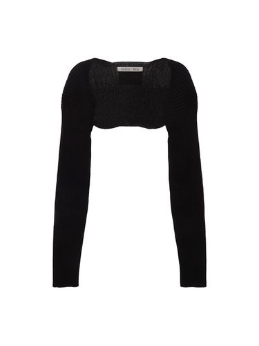 Ribbed Bolero Knit Cardigan_Black - Matin Kim - Modalova