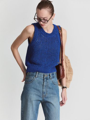 Paper Yarn Cropped Knit Top_Blue - L’H.A.S - Modalova