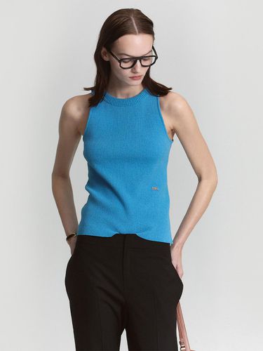 Racerback Ribbed Knit Top_Blue - L’H.A.S - Modalova