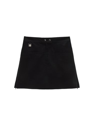 Zipper Point Linen Mini Skirt_Black - Matin Kim - Modalova