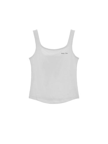 Square Neck Sleeveless Logo Top_White - Matin Kim - Modalova