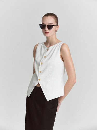 Graceful Linen Vest_White - L’H.A.S - Modalova