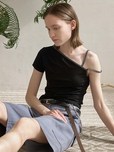 One Shoulder String T-shirt - 2colors - Atelier Nain - Modalova